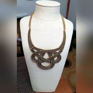 Goldtone and Black Shoestring Necklace